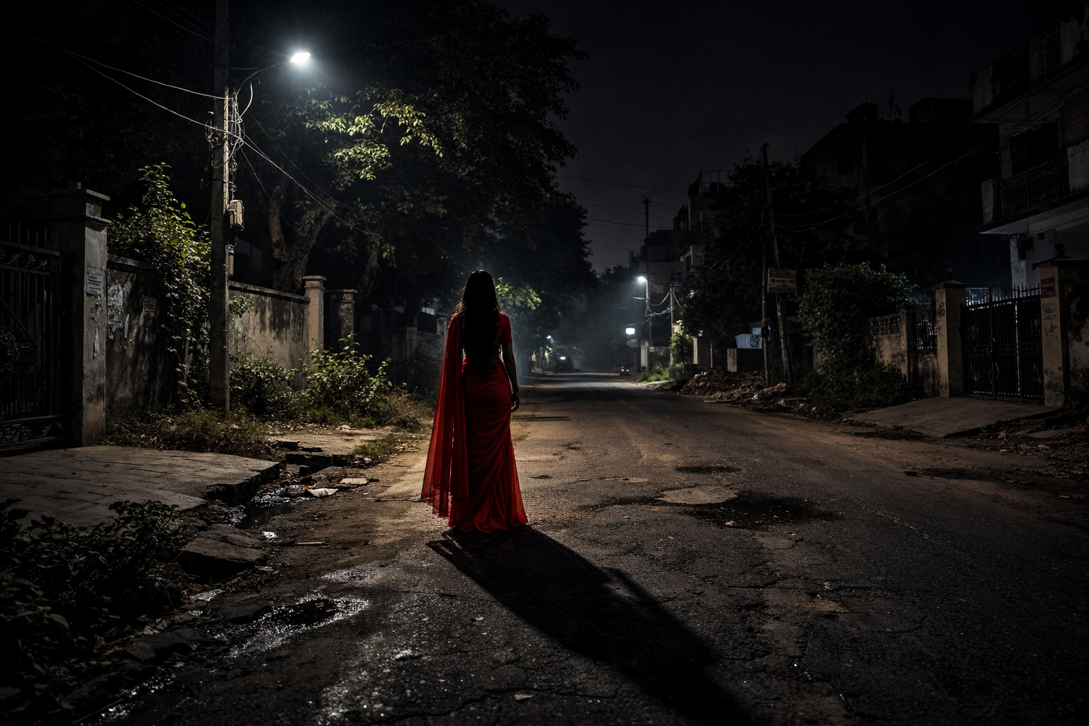 A red saree women is often seen at mid night in GP Block